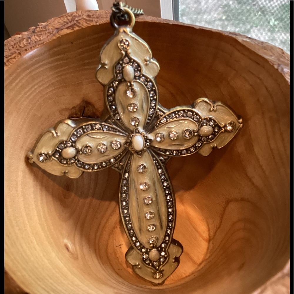 Vintage Enamel Beaded Cross